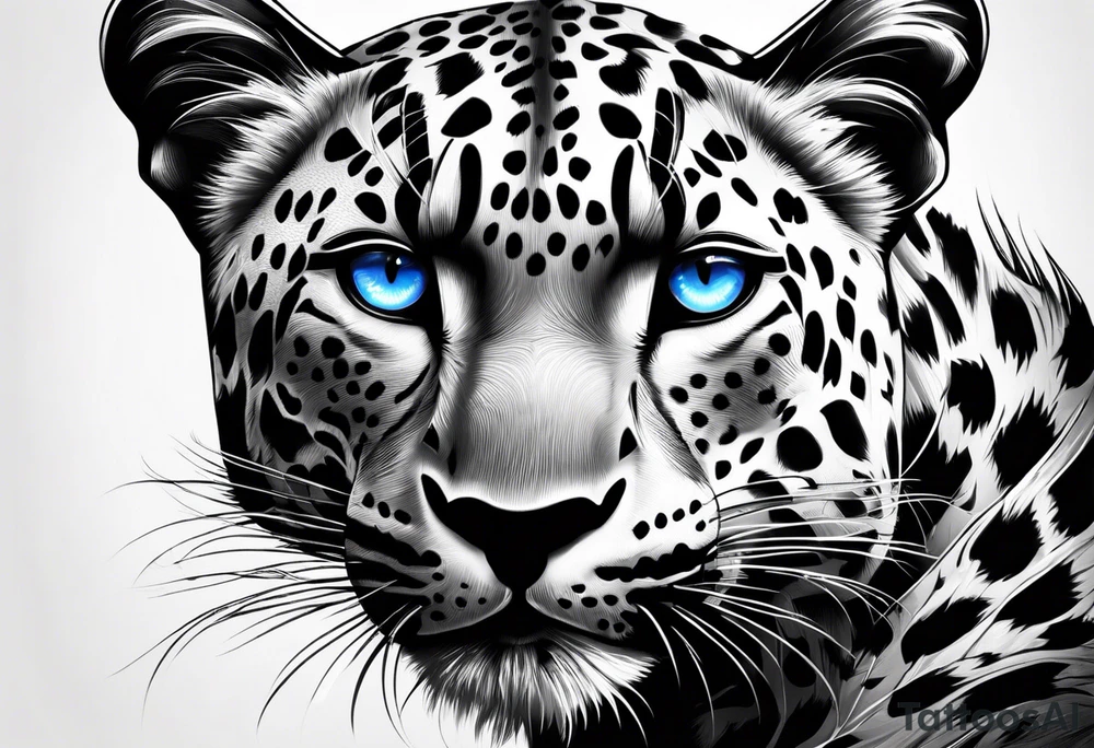 you leopard with blue eyes tattoo idea