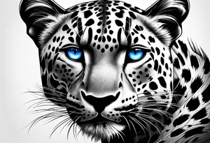 you leopard with blue eyes tattoo idea