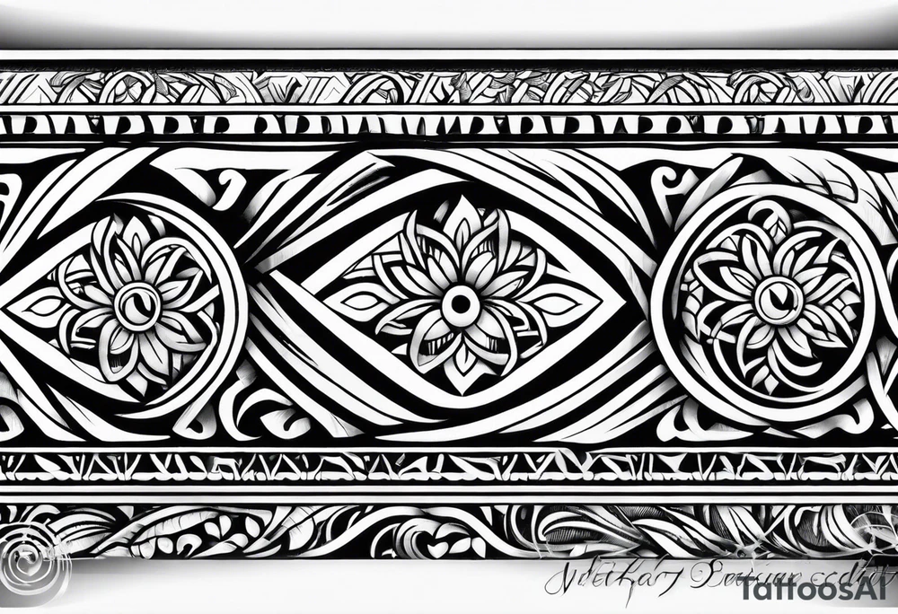 Polynesian tribal floral forearm tattoo idea