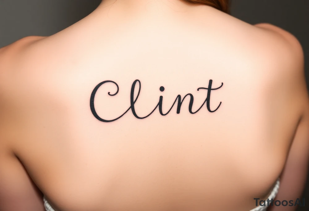 Clint spelled out in cartoon lettering tattoo idea
