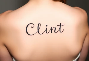 Clint spelled out in cartoon lettering tattoo idea