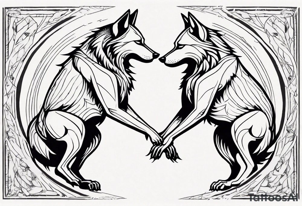 simplified two wolves dancing on their hind legs tattoo idea simplified two wolves dancing on their hind legs tattoo idea