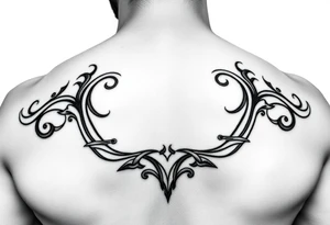 tribal open letter scroll tattoo idea
