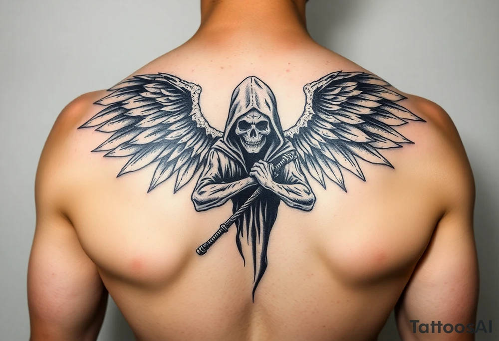 Grim reaper with wings tattoo idea