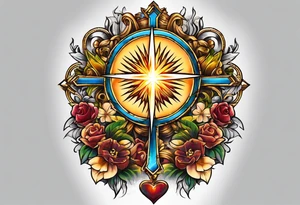 Small Catholic tattoo with a monstrance tattoo idea