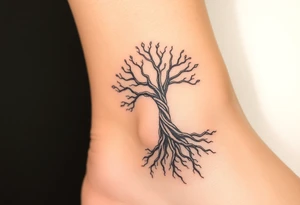 mystical tree of life with cosmic roots and celestial branches tattoo idea
