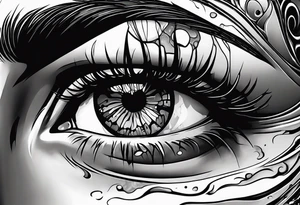 marble block with detailed eyes that are melting but sideways like gravity is acting on its side instead of its bottom tattoo idea