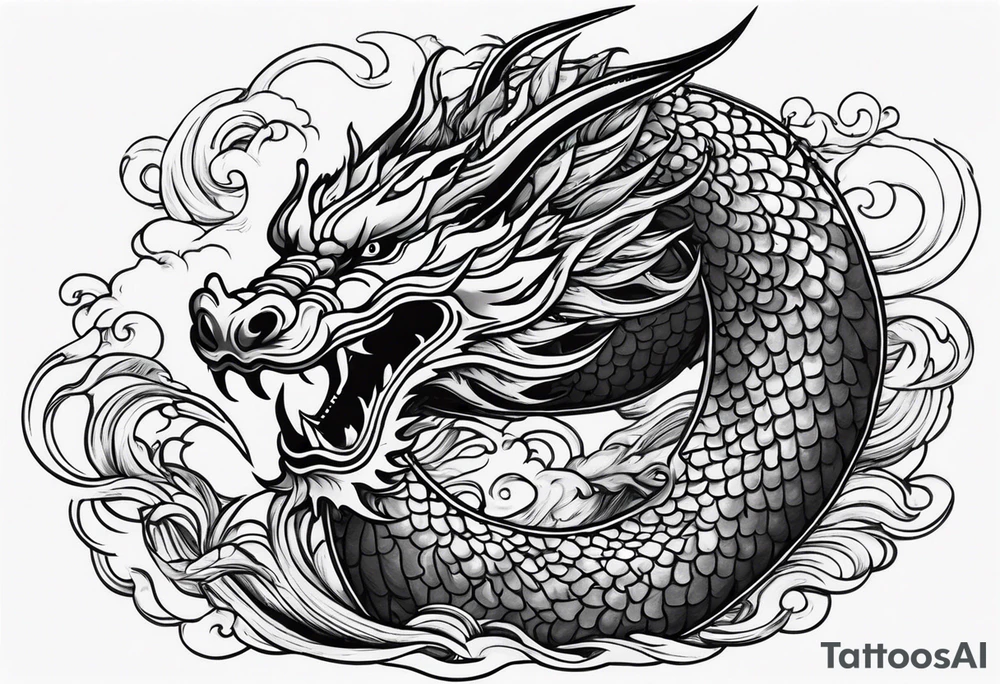 dragon hcinese in water tattoo idea