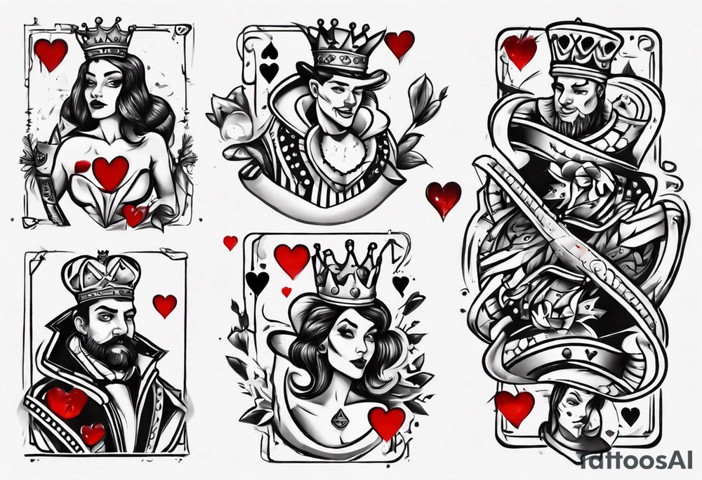 king and queen of hearts tattoo idea