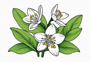 One snowdrop, One hawthorn flower, Two honeysuckle blooms, tattoo idea