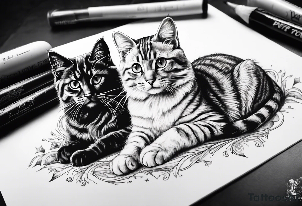 2 cats and paw print tattoo idea