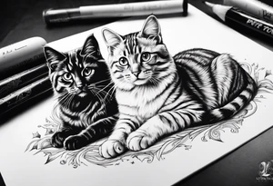 2 cats and paw print tattoo idea