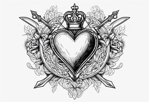 Sacred heart of marry with swords and Cancer ribbon chest tattoo tattoo idea