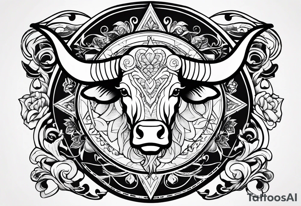 Taurus symbol, Aquarius symbol, Libra symbol, combination, family tattoo idea
