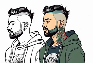 Guy wearing a hoodie tattoo idea