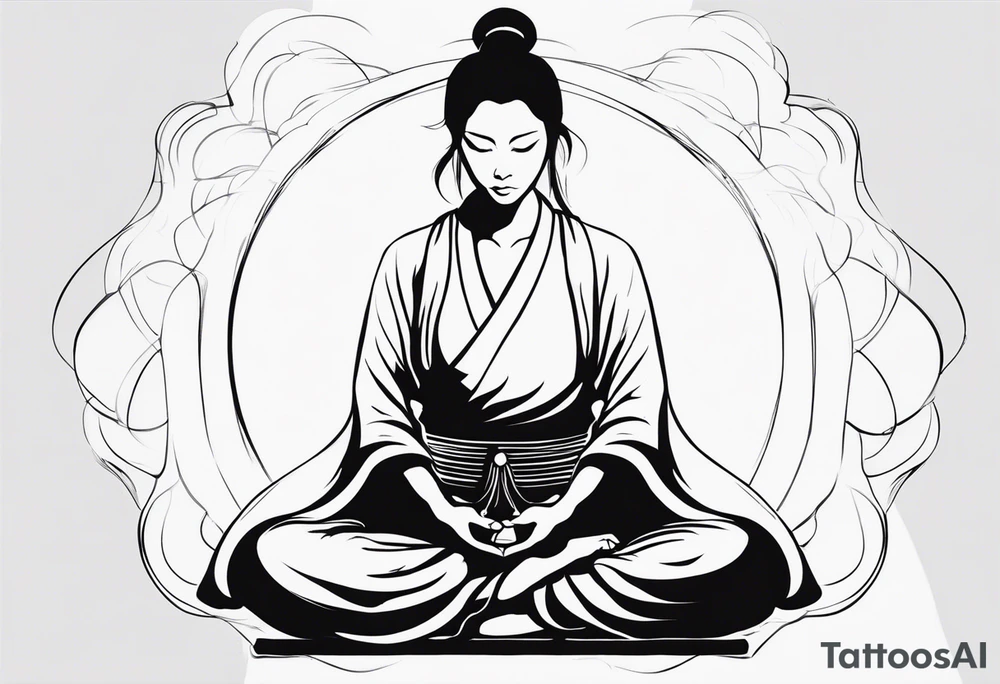meditating pose, silhuette, wuxia tattoo idea