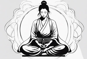 meditating pose, silhuette, wuxia tattoo idea