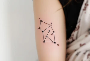 Constellation lines drawn in jet black, with each Capricorn star filled in with shimmering rose gold. tattoo idea