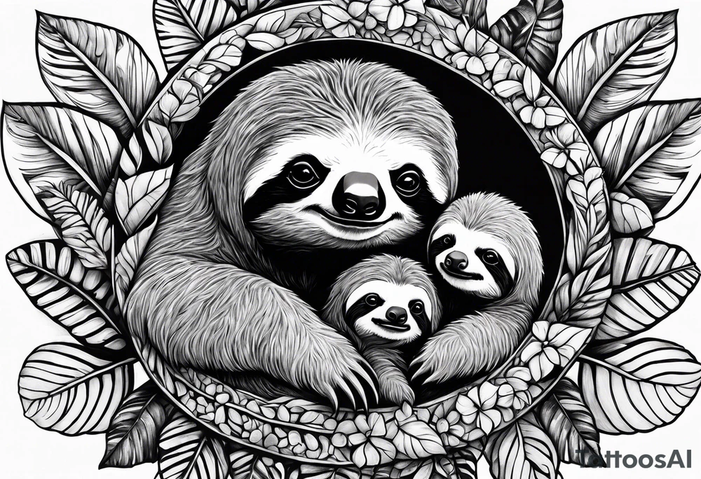 Sloth and babies tattoo idea