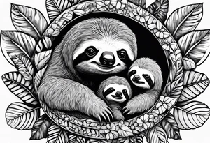 Sloth and babies tattoo idea