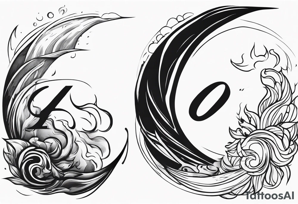 the word burnout. Dual nature. Fire. Smoke. tattoo idea