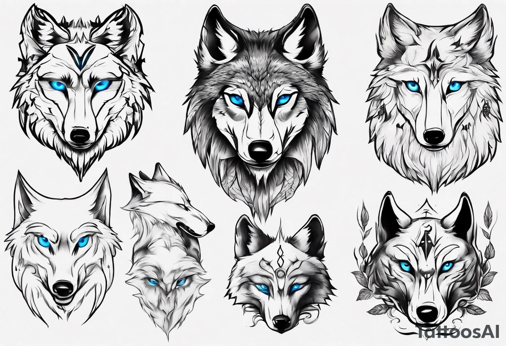 wolf with blue eyes tattoo idea