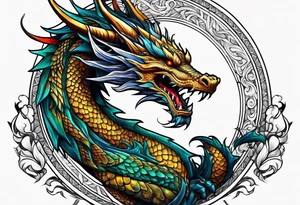 dragon with black background tattoo idea