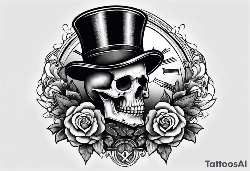 skeleton wearing a top hat holding a bible tattoo idea