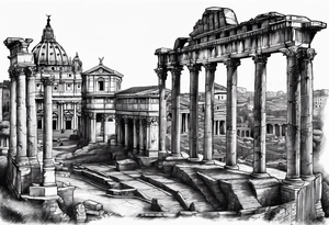 ancient ruins of Rome tattoo idea