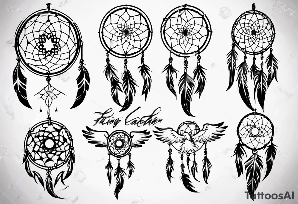 Phoenix flying dream catcher tattoo idea