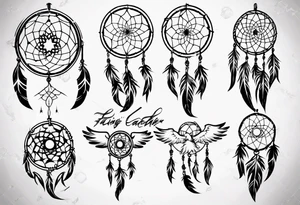 Phoenix flying dream catcher tattoo idea