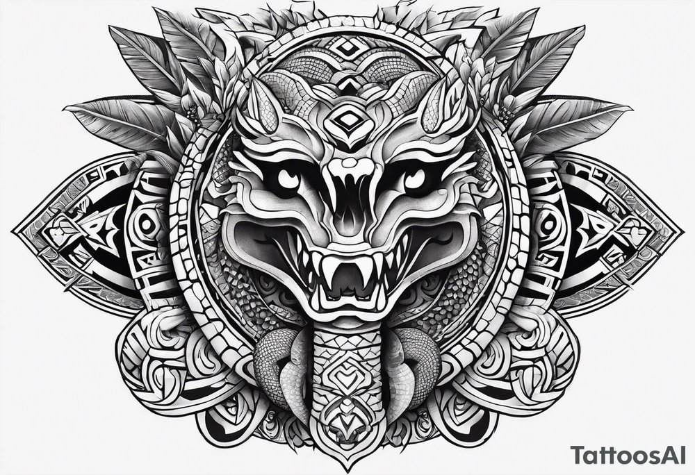 aztec snake sleeve tattoo idea
