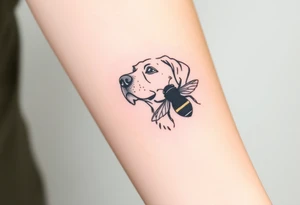 brown lab sniffing or chasing a bumble bee tattoo idea