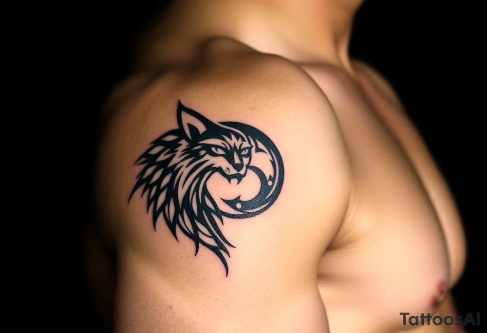 majestic yin yang wolf tattoo idea