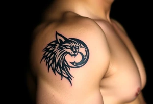 majestic yin yang wolf tattoo idea