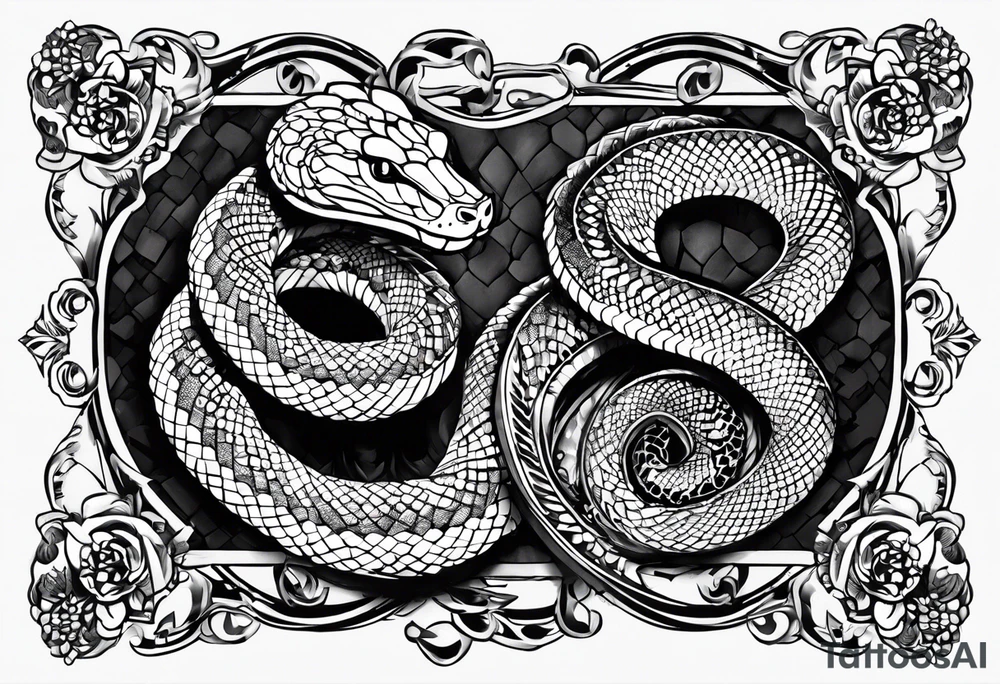 i would like a black tattoo design with a rattlesnake in a figure 8 tattoo idea