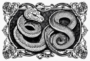 i would like a black tattoo design with a rattlesnake in a figure 8 tattoo idea