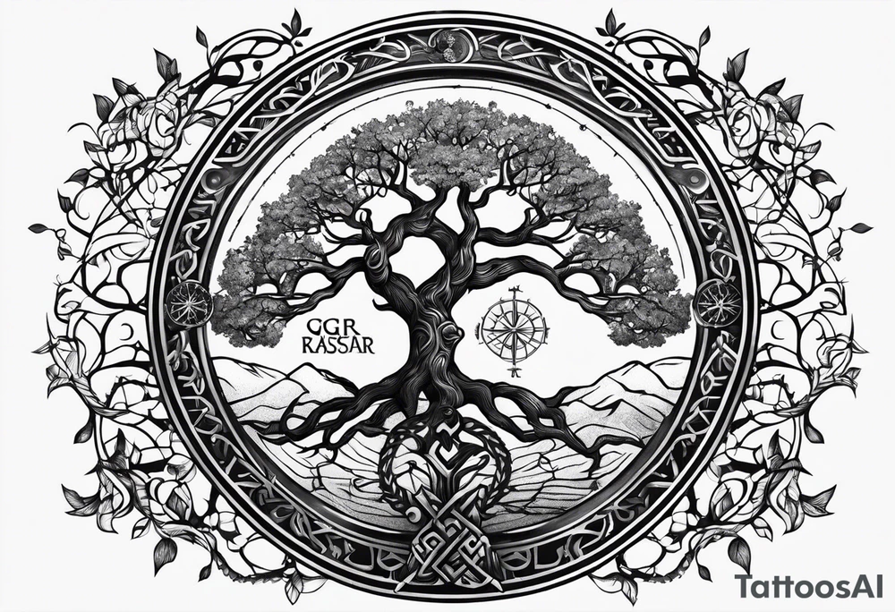 Yggdrasil and Vegvisir tattoo idea