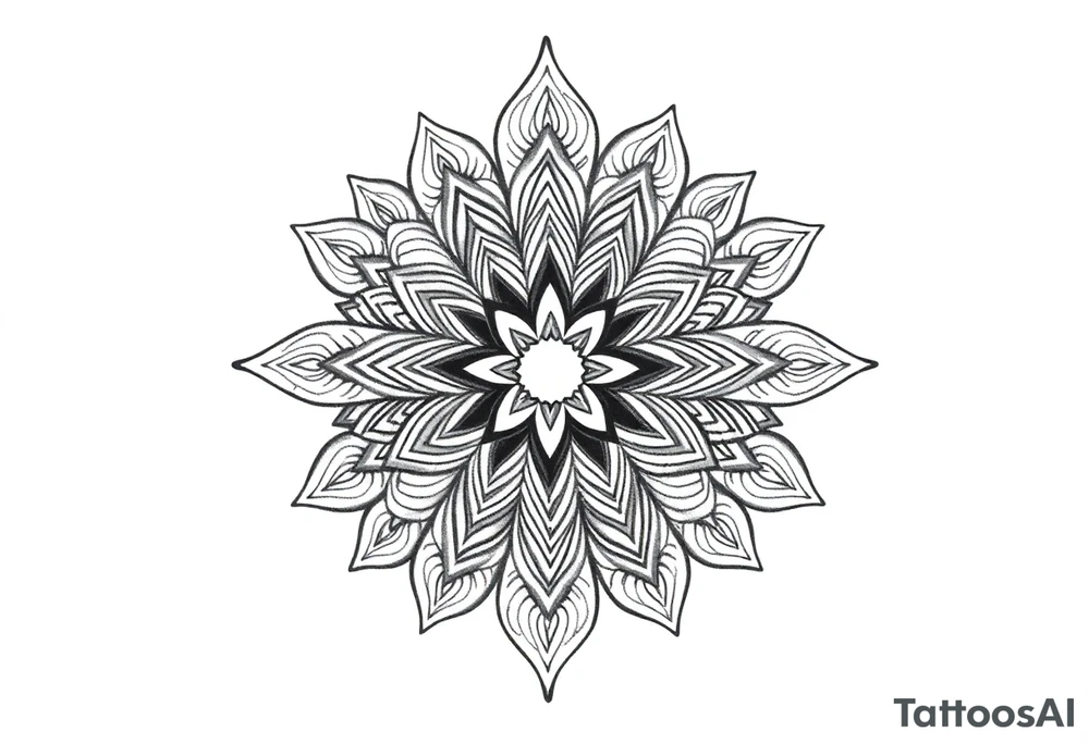 spiritual bold linefeather mandala tattoo idea