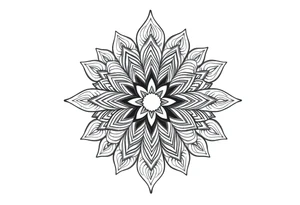 spiritual bold linefeather mandala tattoo idea