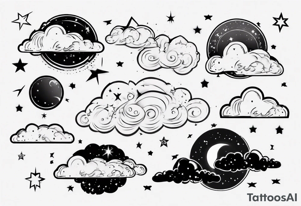 cloud with the date and stars tattoo idea