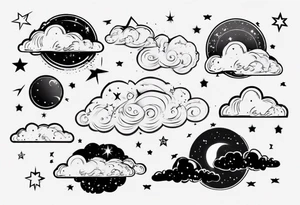 cloud with the date and stars tattoo idea