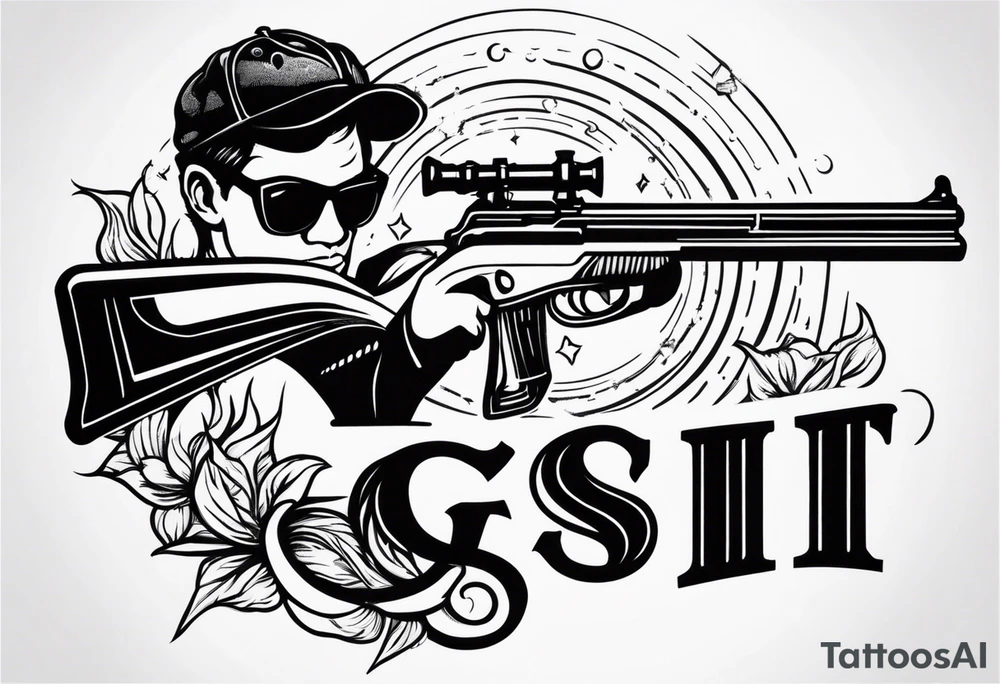 capricorn with sunglasses and shotgun tattoo idea