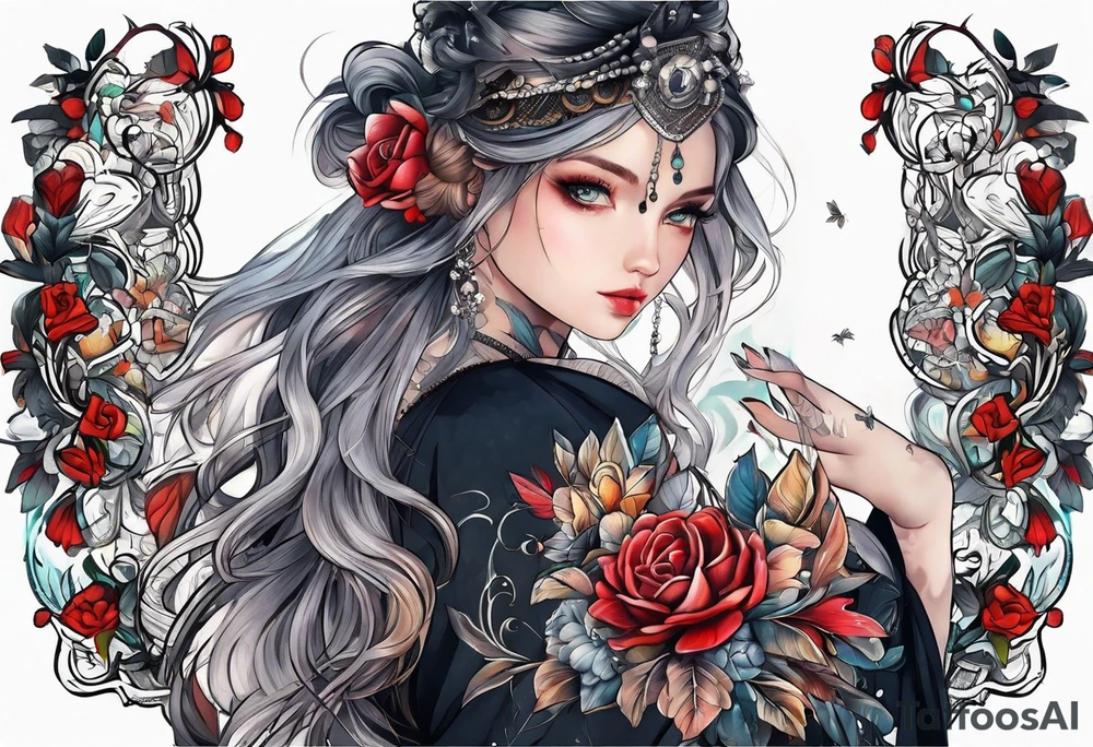 kids picture on arm tattoo idea