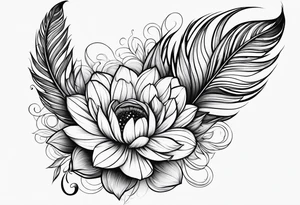 Feather flowers tattoo idea