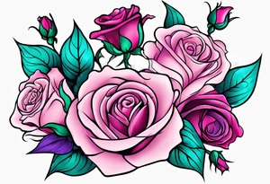 Dad 06-07-14, roses, teal, pink, purple tattoo idea