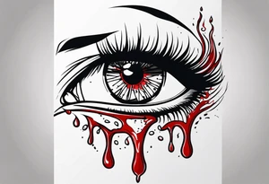 Bleeding tear draining to down from red eye tattoo design model tattoo idea