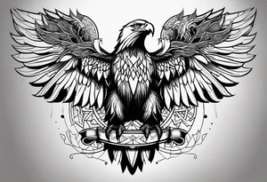 Manly eagle chest shoulder to shoulder tattoo idea
