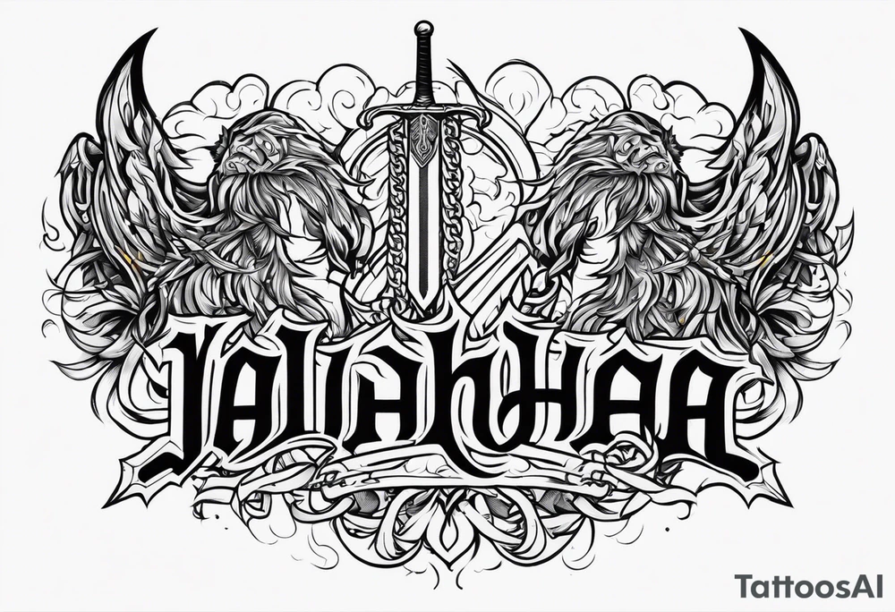 Valhalla sword fire chains tattoo idea