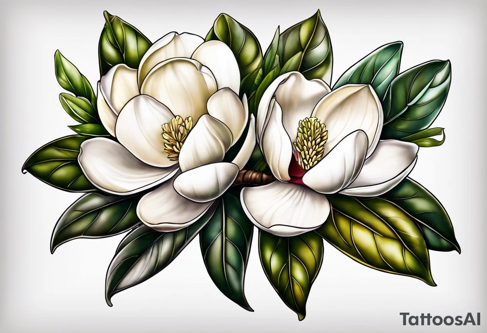 Southern magnolia tree tattoo idea